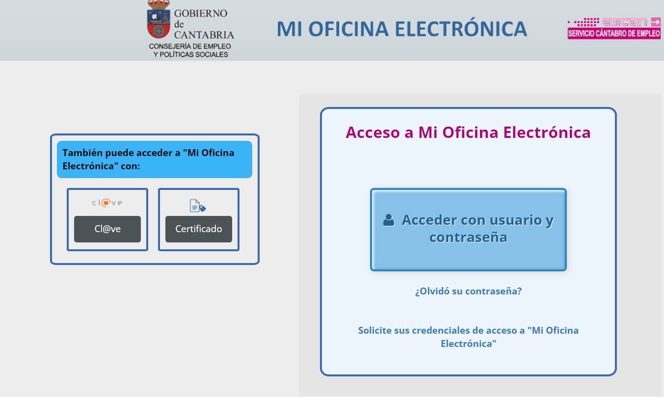  web para renovar la demanda de empleo en cantabria  
