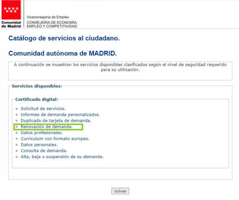   renovar demanda empleo Madrid 